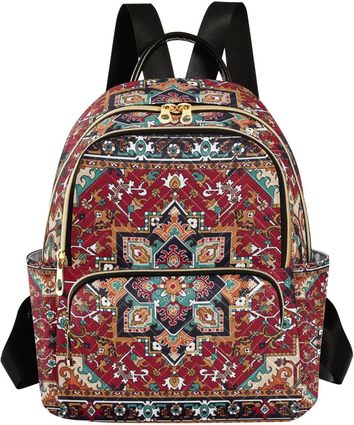 Women Backpack Persian Carpet Dark Red Durable Travel Backpack Lightweight Handbag Lady Purse Roomy Double Zipper Weekend Bag for Everyday Use