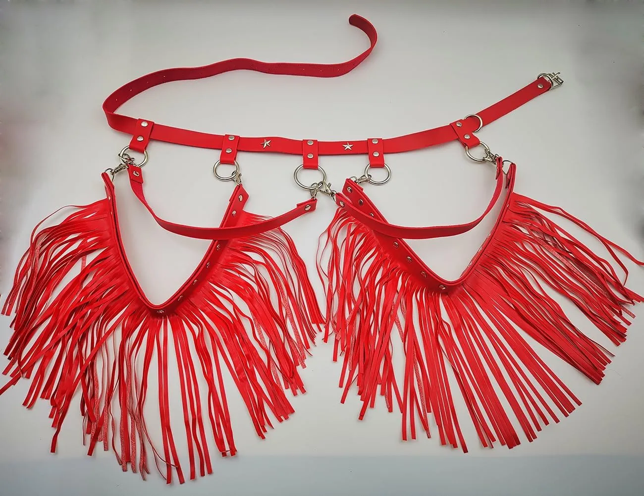 Women Body Harness Garter Punk Leather Waist Belts with Fringe Gothic Leg Tassel Belt for Dress Festival Dance Consume
