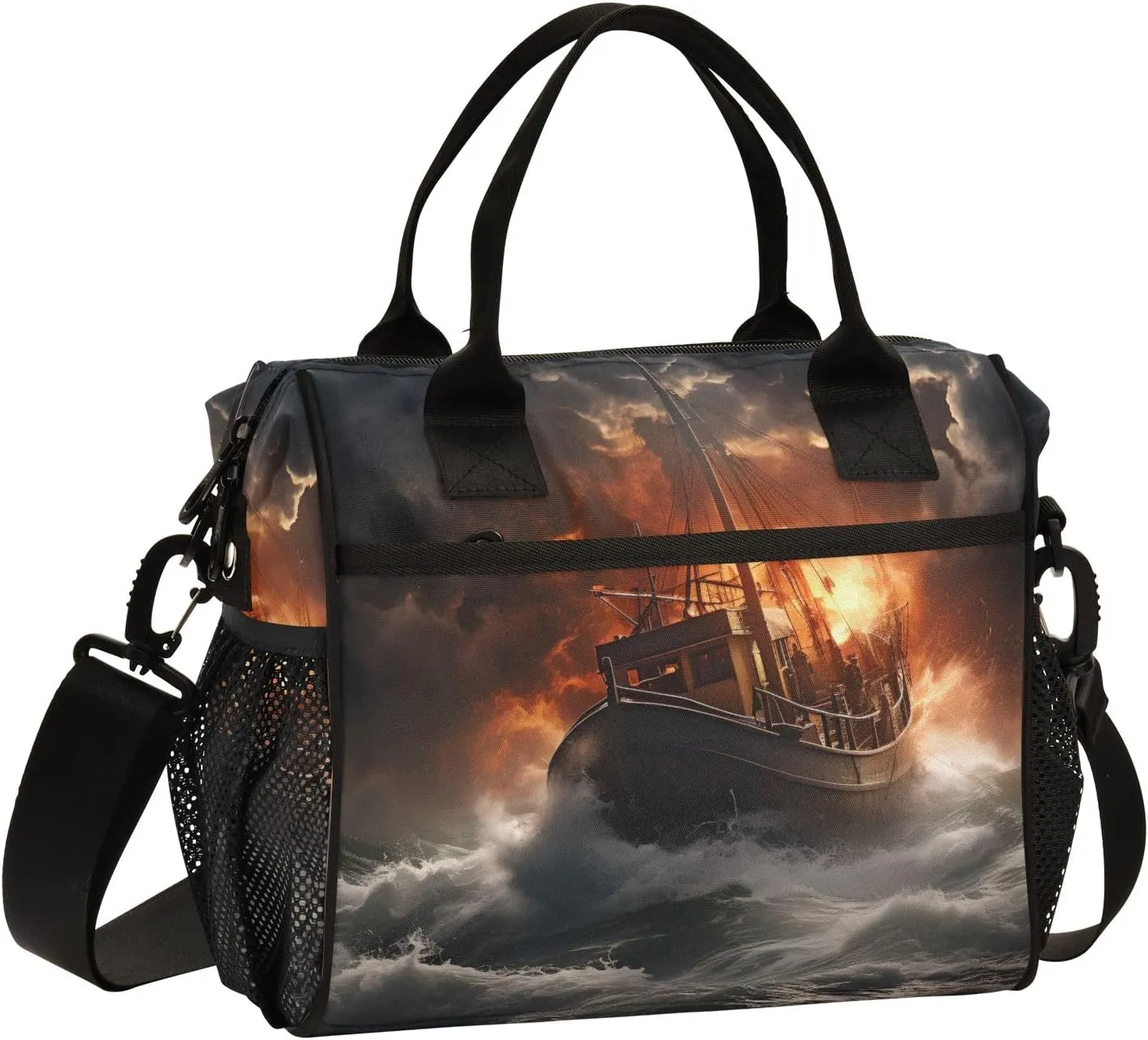 Women Cooler Bags Lunch Bag Reusable Insulated Lunch Bags Shipwreck 1 Crossbody with Shoulder Strap Adults S