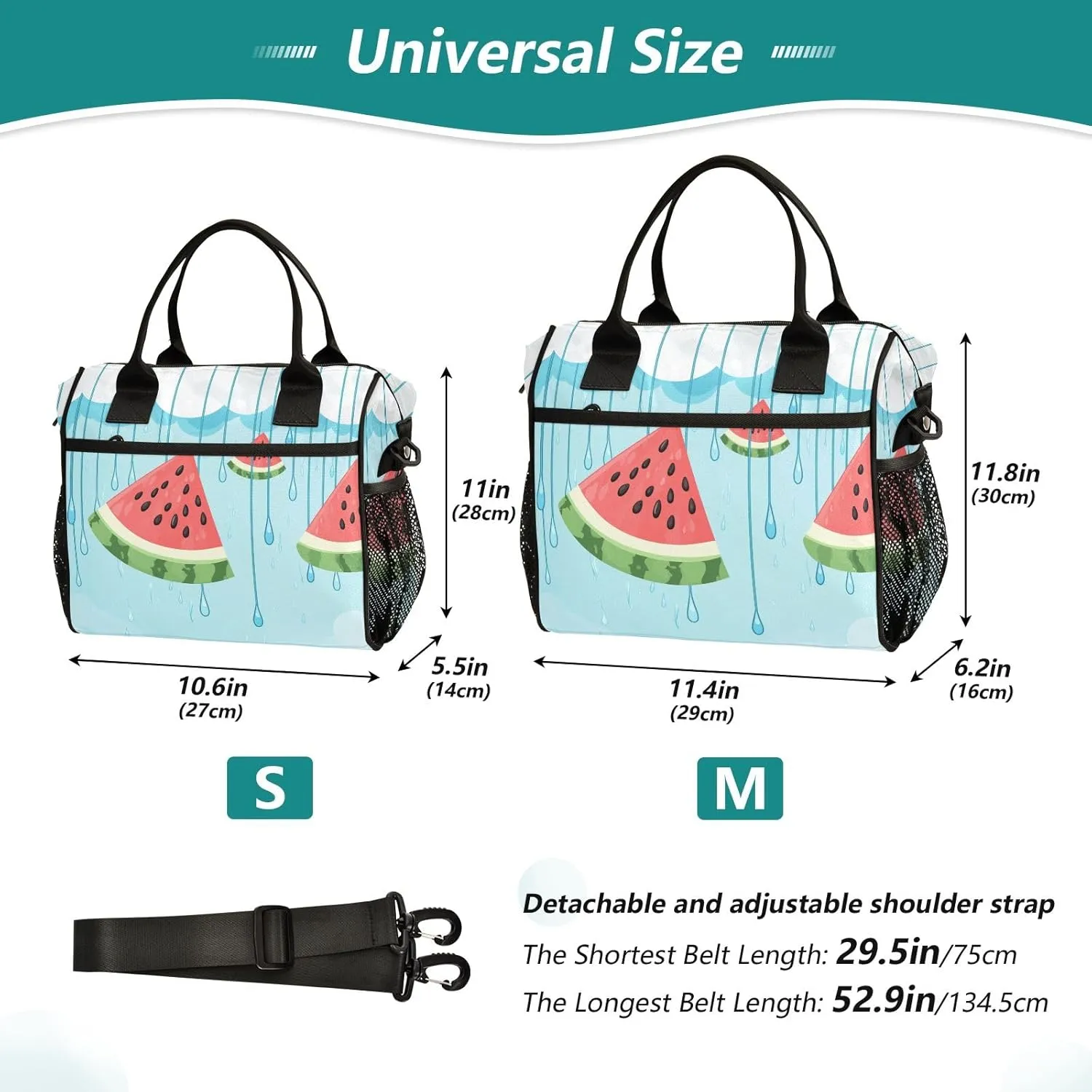 Women Cooler Bags Lunch Bag Reusable Insulated Lunch Bags Watermelon Slices Crossbody with Shoulder Strap Adults S