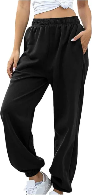Women Joggers with Pockets High Waist Stretchy Sports Gym Training Pants Baggy Oversized Harem Sweatpants Trousers