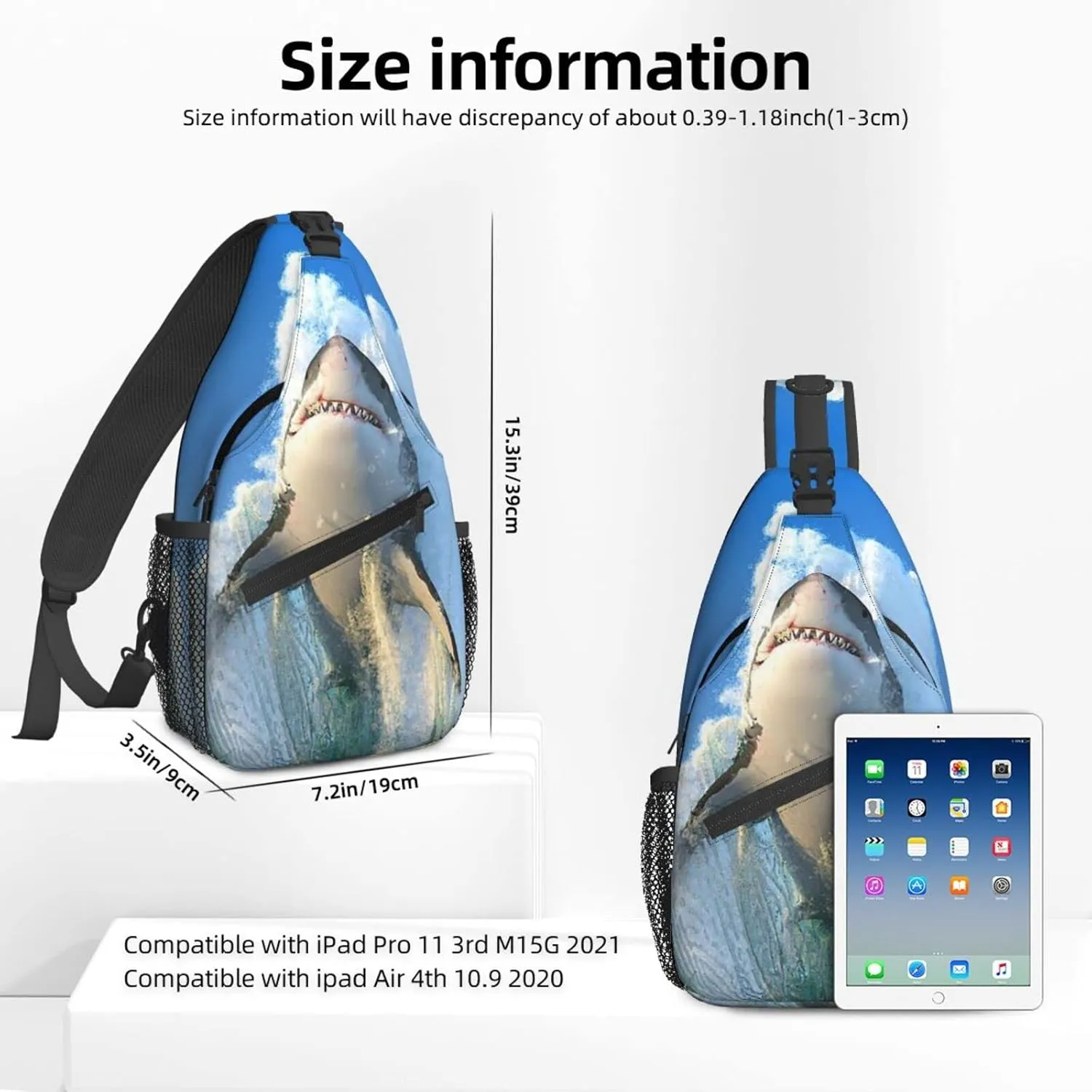 Women Jumping Shark Crossbody Sling Backpack for Men Chest Bag Shoulder Bag Lightweight One Strap Backpack Travel Outdoor Daypack