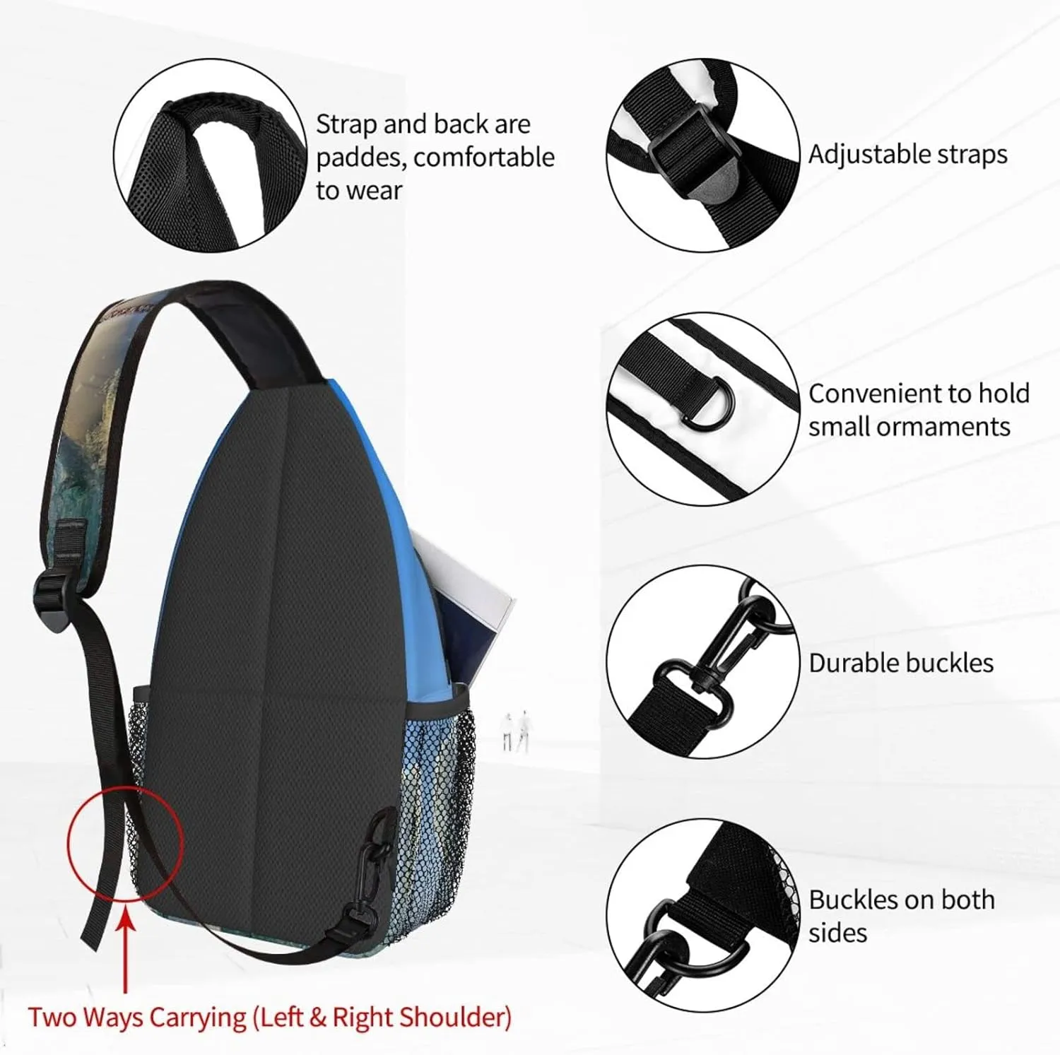 Women Jumping Shark Crossbody Sling Backpack for Men Chest Bag Shoulder Bag Lightweight One Strap Backpack Travel Outdoor Daypack