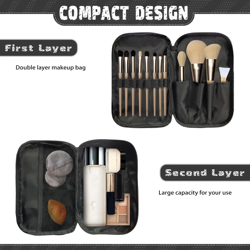 Women Makeup Bag Cattle Sunflower Cosmetic Bag for Ladies Adorable Make Up Bag for Woman Casual Makeup Pouch with Double Layer Women Cosmetics Bag