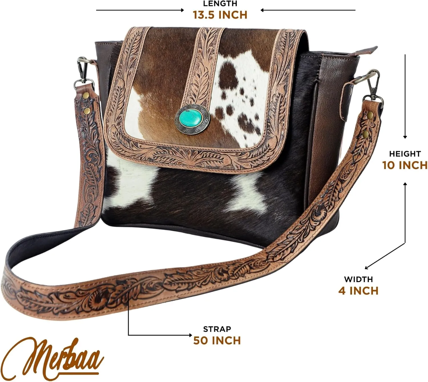 Women Natural Cowhide Leather Hand Bag With Adjustable Detachable Strap