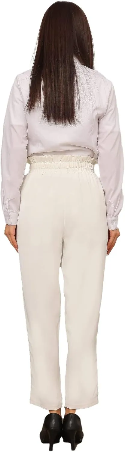 Women Pencil Pants, Women Casual, Paper Bag Waist Pants,Suitable for Wearing in Offices, Schools and Companies