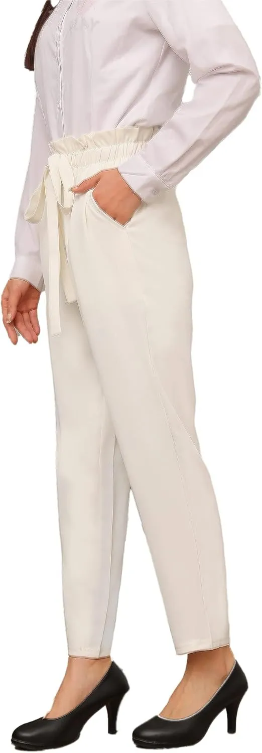 Women Pencil Pants, Women Casual, Paper Bag Waist Pants,Suitable for Wearing in Offices, Schools and Companies