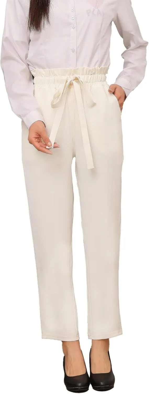 Women Pencil Pants, Women Casual, Paper Bag Waist Pants,Suitable for Wearing in Offices, Schools and Companies