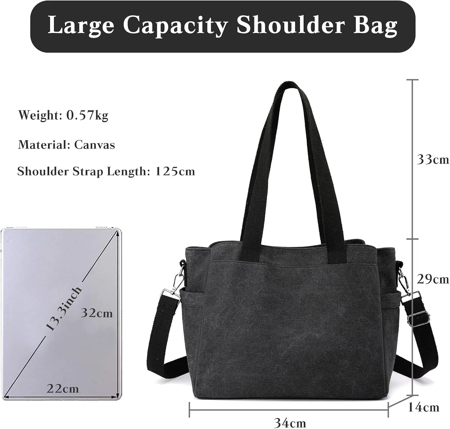 Women Shoulder Bag Crossbody Bag Canvas Handbag Top Handle Bag Casual Messenger Bag