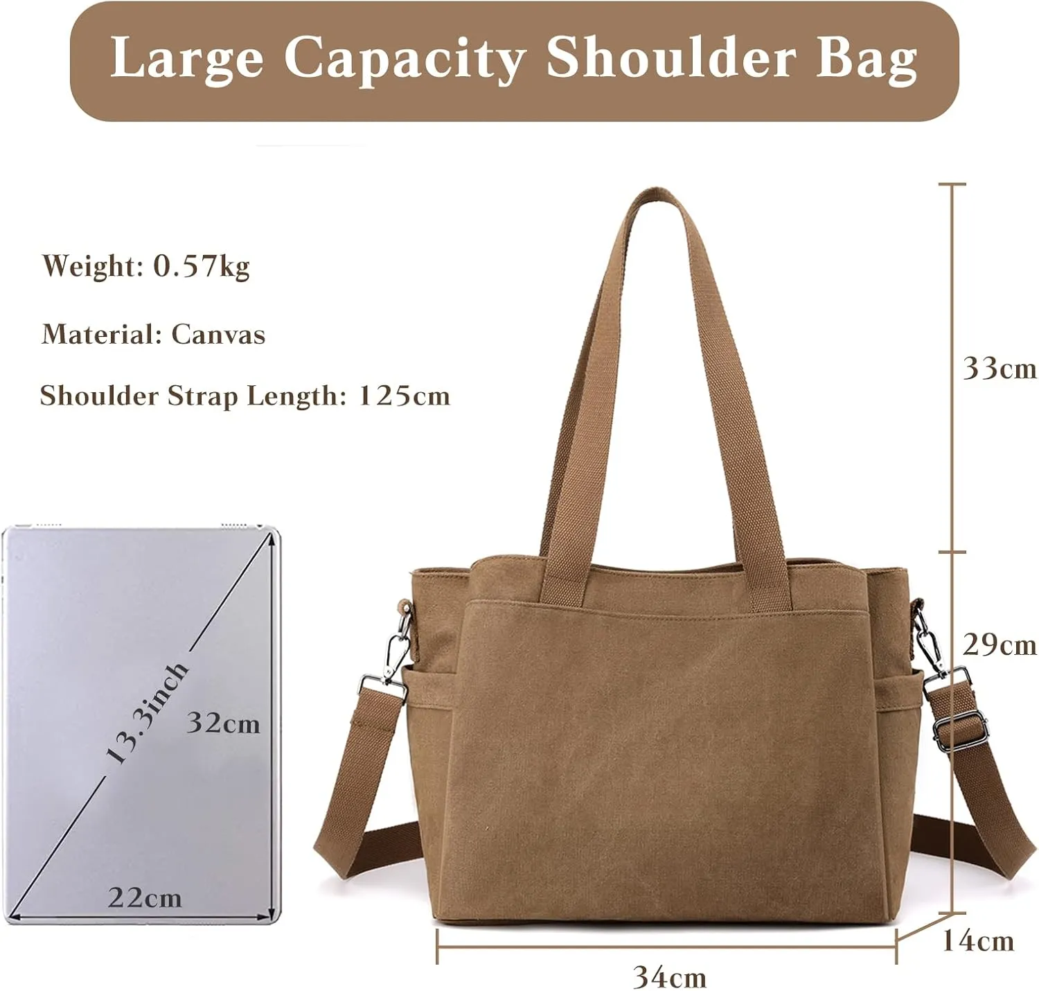 Women Shoulder Bag Crossbody Bag Canvas Handbag Top Handle Bag Casual Messenger Bag