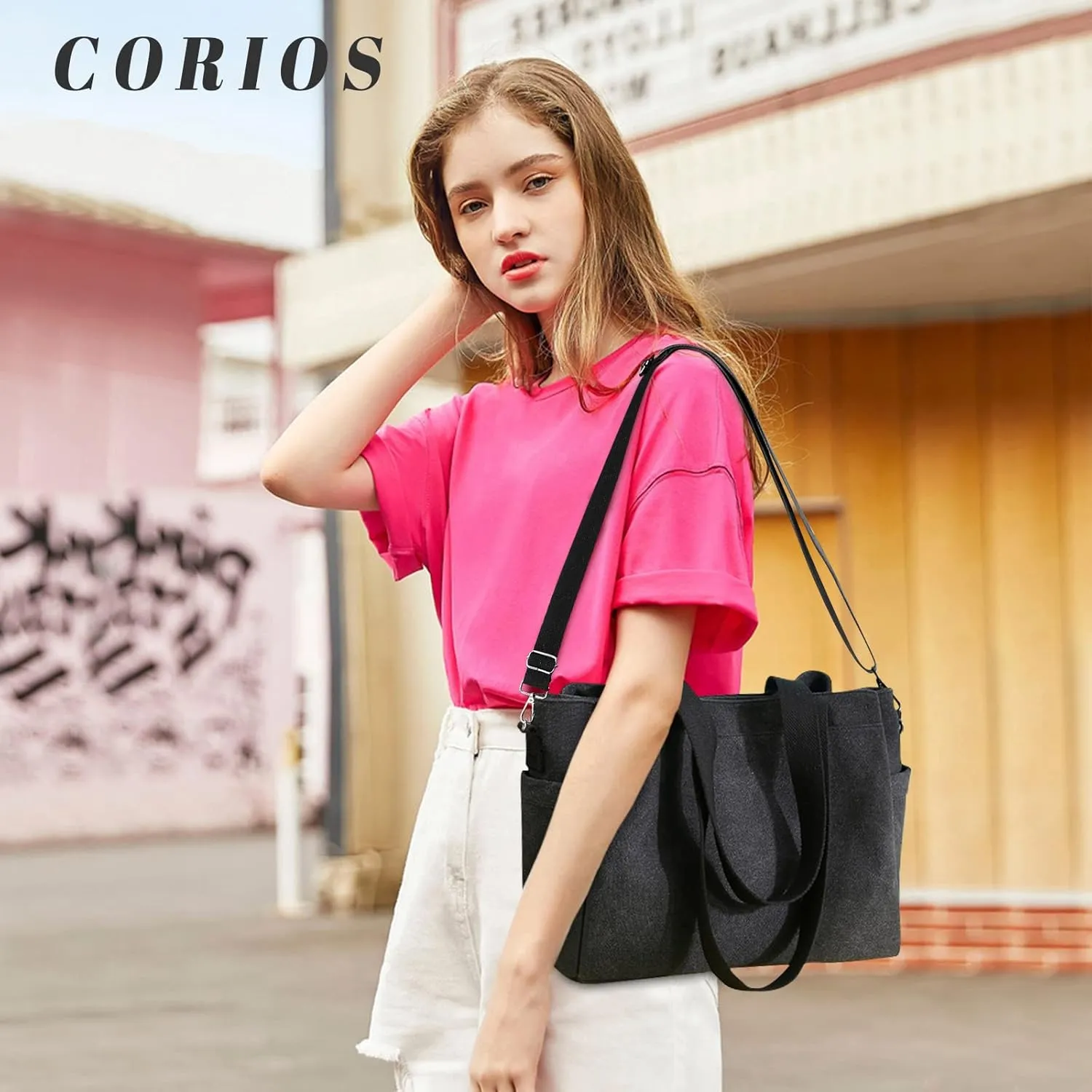 Women Shoulder Bag Crossbody Bag Canvas Handbag Top Handle Bag Casual Messenger Bag
