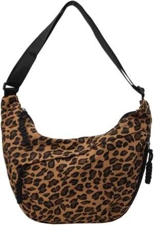 Women Stylish Dumpling Bag Multi-pockets Leopard Print Fashion Shoulder Bag Large Capacity Daily Messenger Bag Adjus