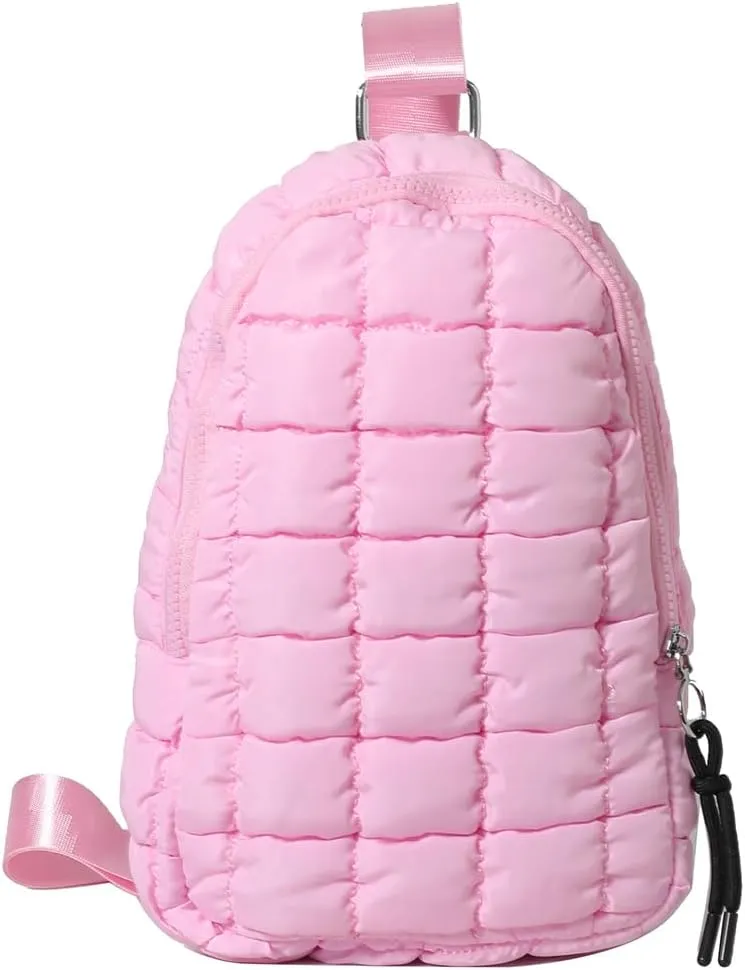 Women Travel Crossbody Bag Solid Color Fashion Waist Pack Adjustable Strap Quilted Fanny Pack Crossbody Sling Bag