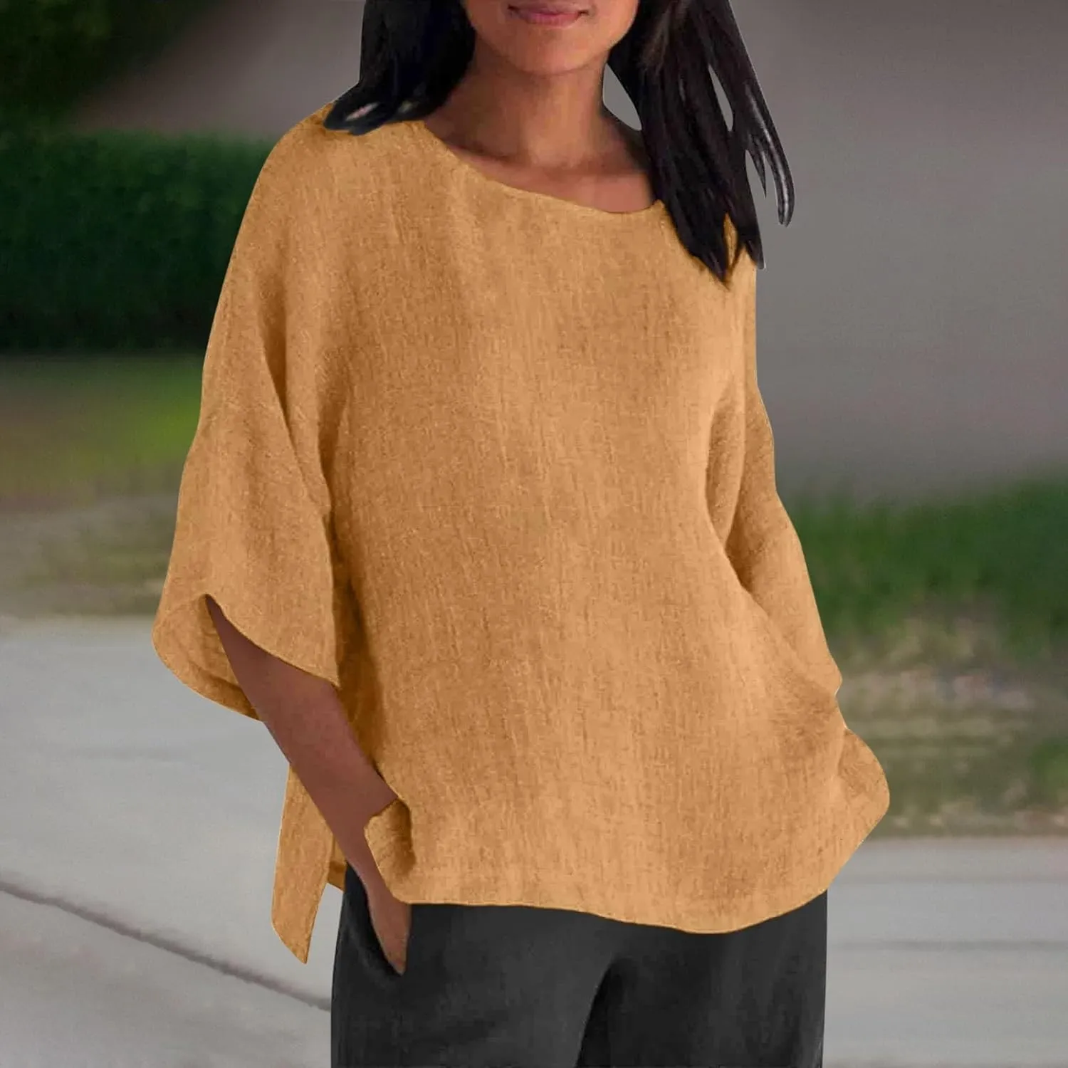 Women's Button Down Shirts Solid Long Sleeve Cotton Linen Summer Casual Soft Blouse Top Loose Fit Tops