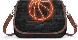 Women's Handbag Neon Basketball Satchel Bag Leather Crossbody Bag Waterproof Messenger Bag