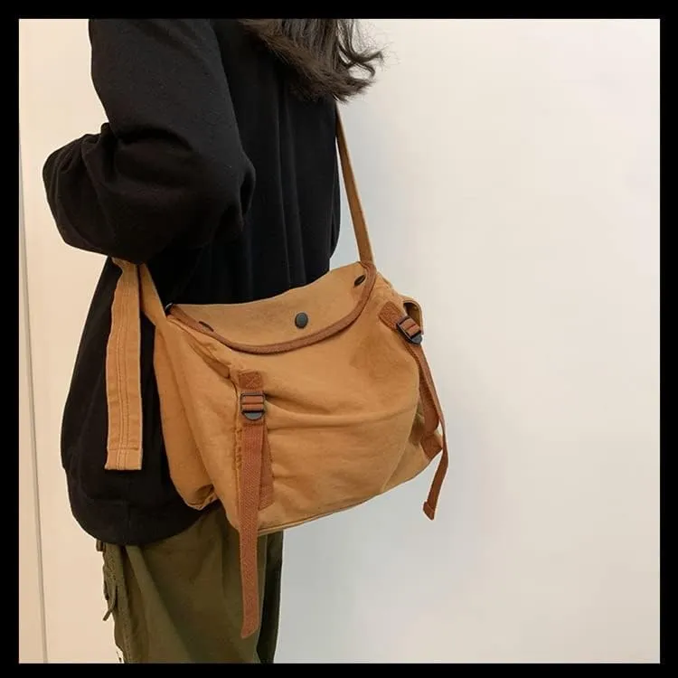 Womens Mens Crossbody Bag Canvas Messenger Bag for School Aesthetic Hobo Bag Vintage Harajuku Hippie Shoulder Bag