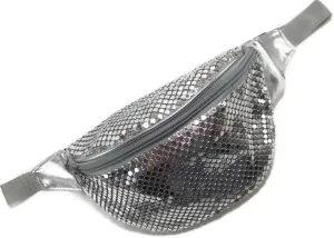 Women's Metal Mesh Fanny Pack Shiny Rave Waist Bag Adjustable Belt for Festival Party or Daily Use(Silver)