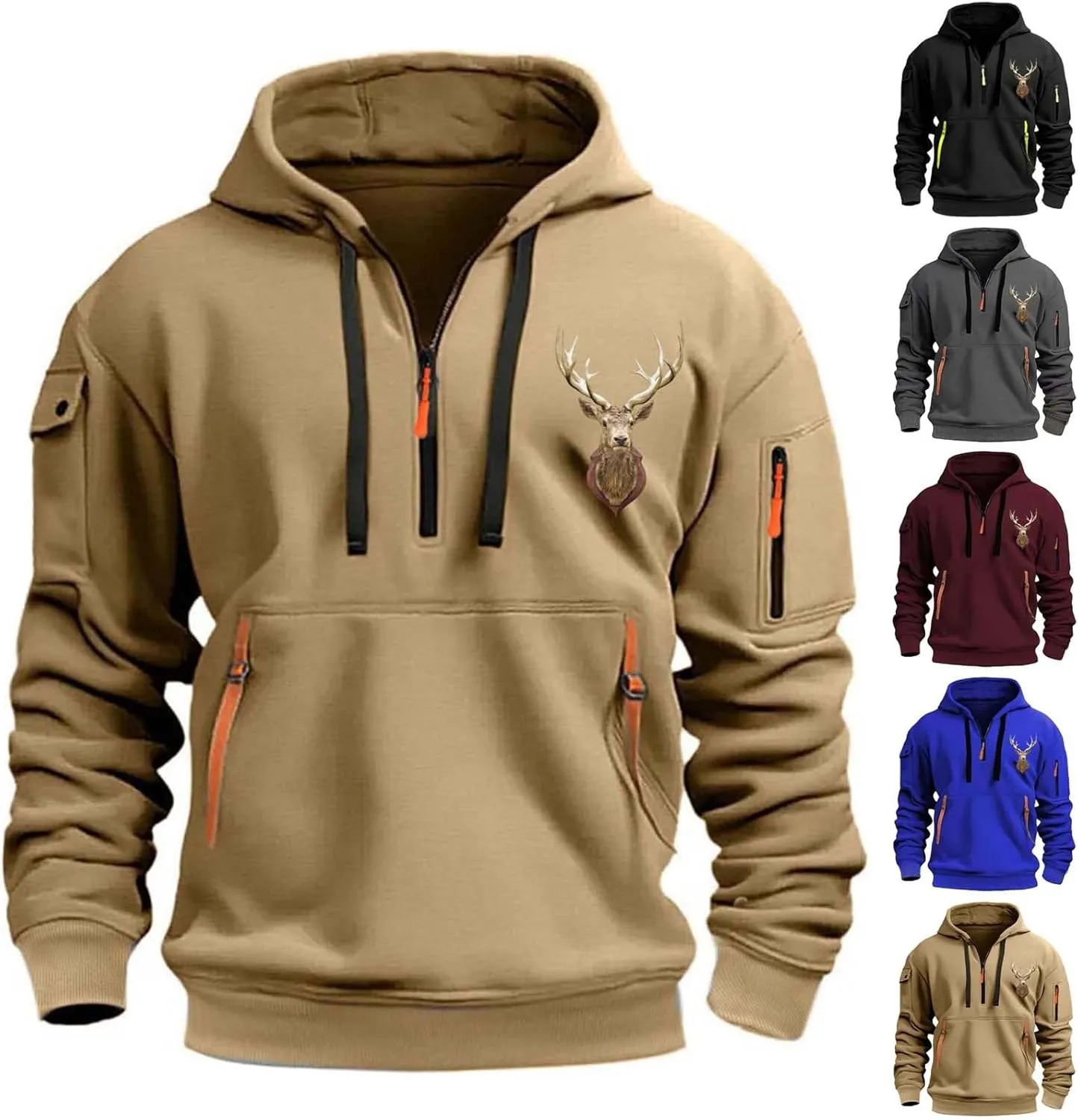Work Hoodies for Men,Mens Hoodies Zip up Pullover Graphic Hoodie Loose Fit Ultra Soft Hooded Sweatshirt with Pockets