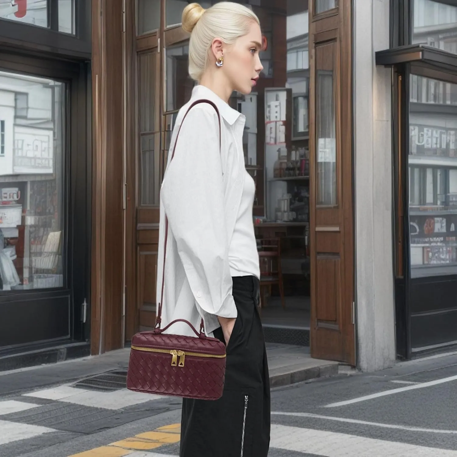 Woven Shoulder Bags for Women, Crossbody Bag Cute Satchels Clutch Purses Top-Handle Tote Handbag