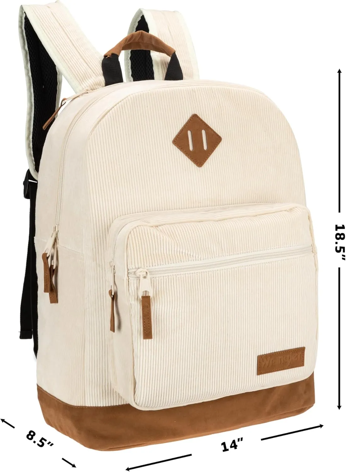 Wrangler Yellowstone Western-Style Backpack Corduroy Casual Daypack for Travel, Everyday Use with Padded Laptop Sleeve (Cream)