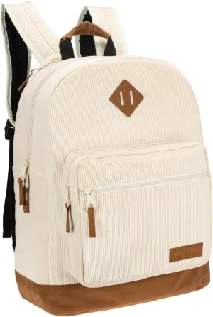 Wrangler Yellowstone Western-Style Backpack Corduroy Casual Daypack for Travel, Everyday Use with Padded Laptop Sleeve (Cream)