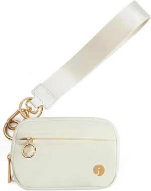 Wristlet Keychain Wallets for Women RFID Blocking Credit Card Holder Small Zipper Coin Purse Change Pouch with ID Window and Detachable Wrist Strap Beige