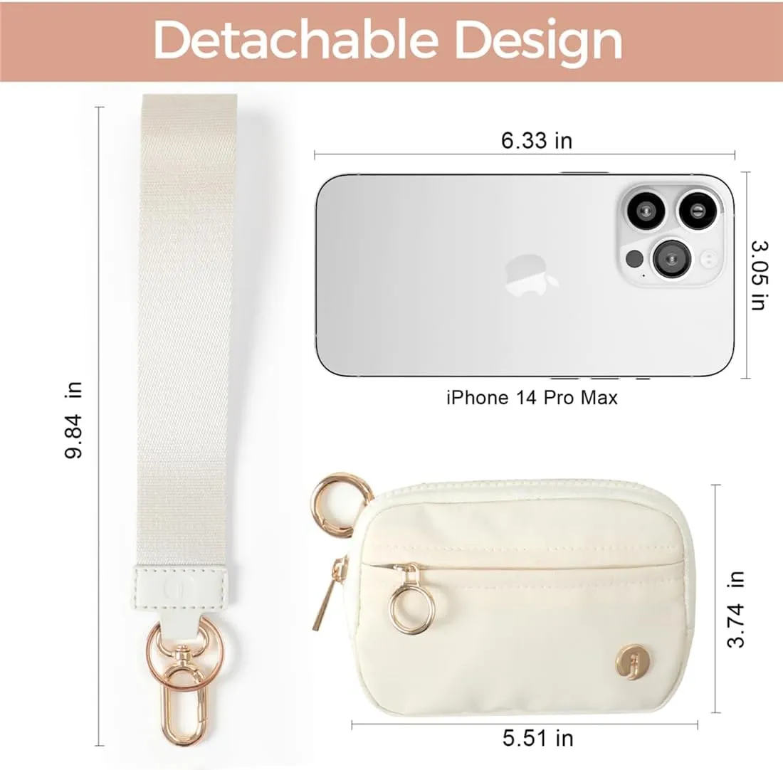 Wristlet Keychain Wallets for Women RFID Blocking Credit Card Holder Small Zipper Coin Purse Change Pouch with ID Window and Detachable Wrist Strap Beige
