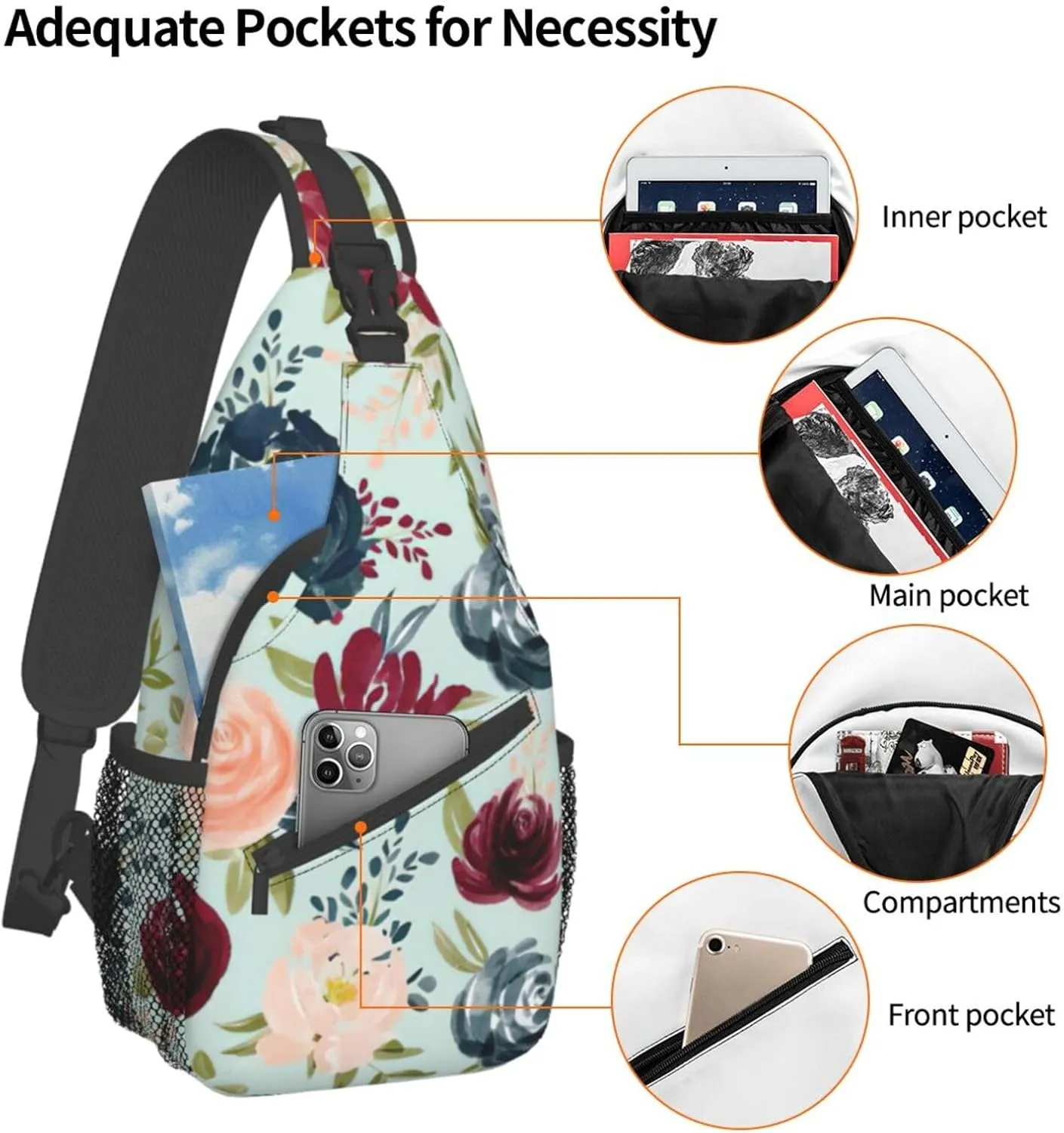 WURTON Baseball Basketball Football Hockey Sling Bag Crossbody Backpack Sling Backpack Shoulder Bag For Women