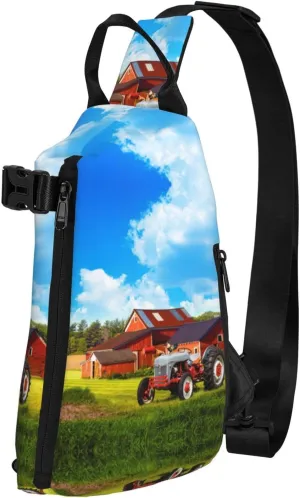 Wurton Company Farm Tractor Print Travel Crossbody Backpack Bag,Lightweight Sling Bag For Travel Unisex