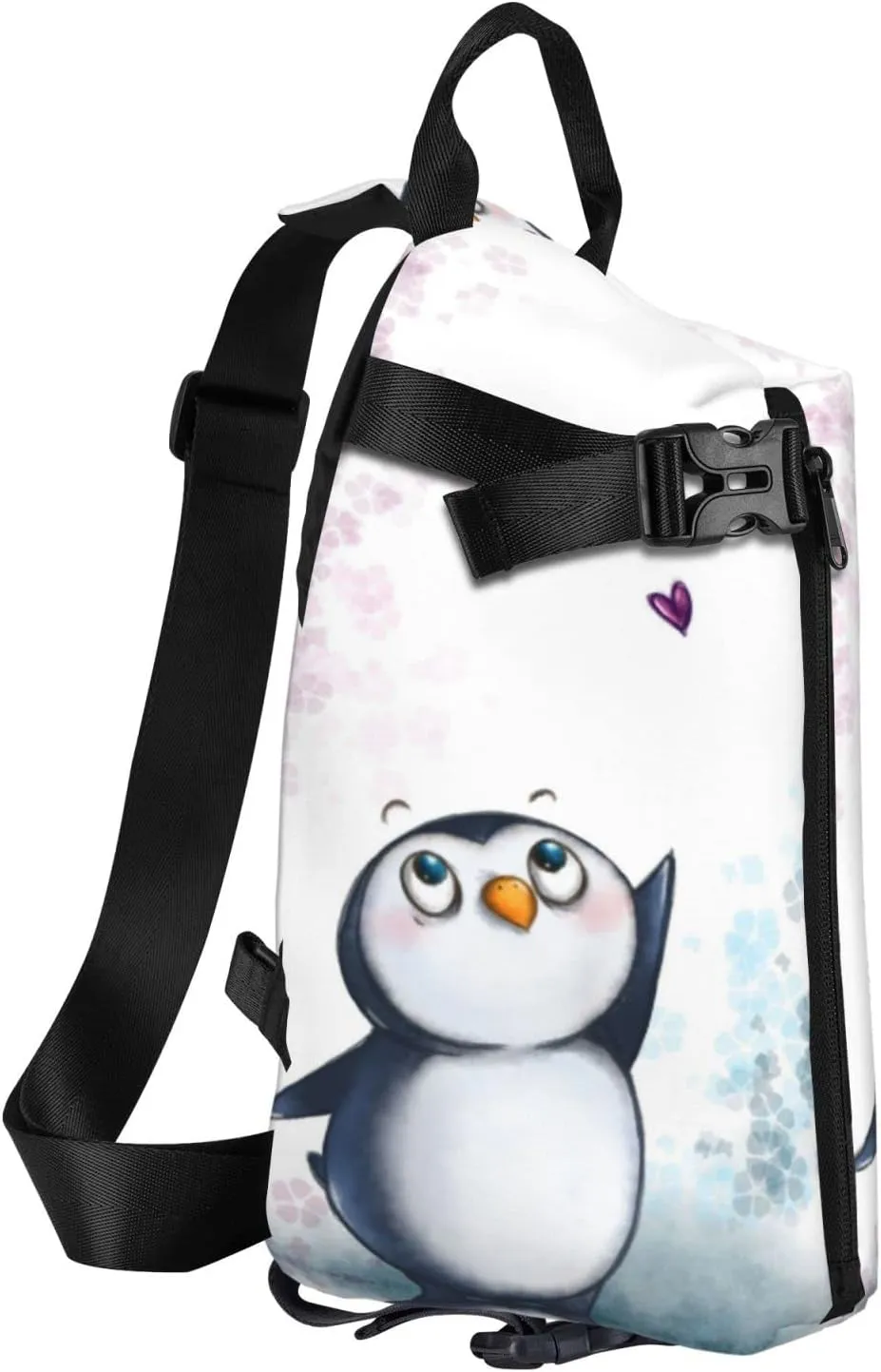 Wurton I Love Penguins Print Travel Crossbody Backpack Bag,Lightweight Sling Bag For Travel Unisex