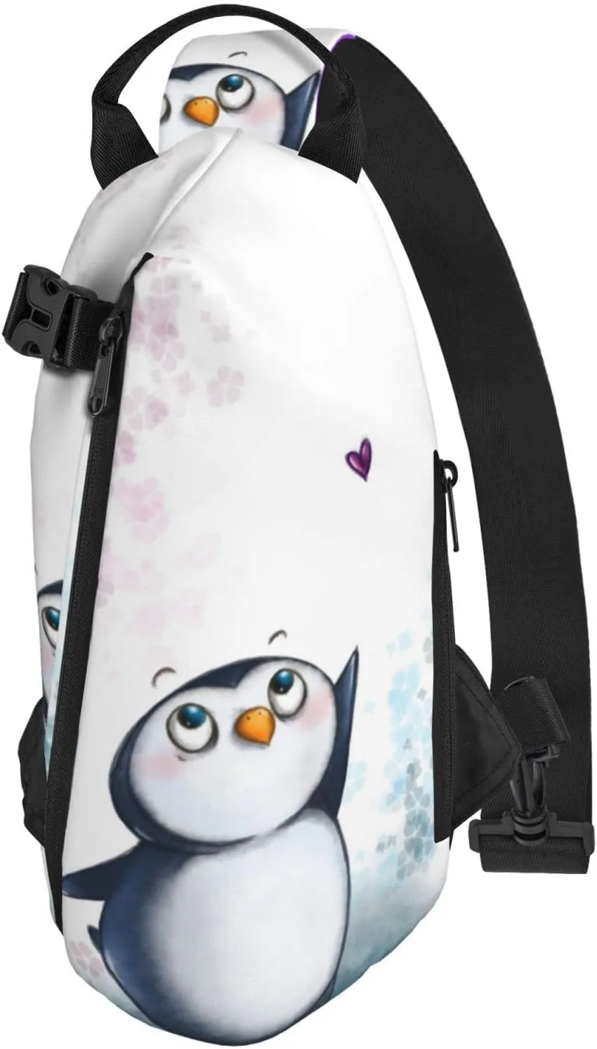 Wurton I Love Penguins Print Travel Crossbody Backpack Bag,Lightweight Sling Bag For Travel Unisex