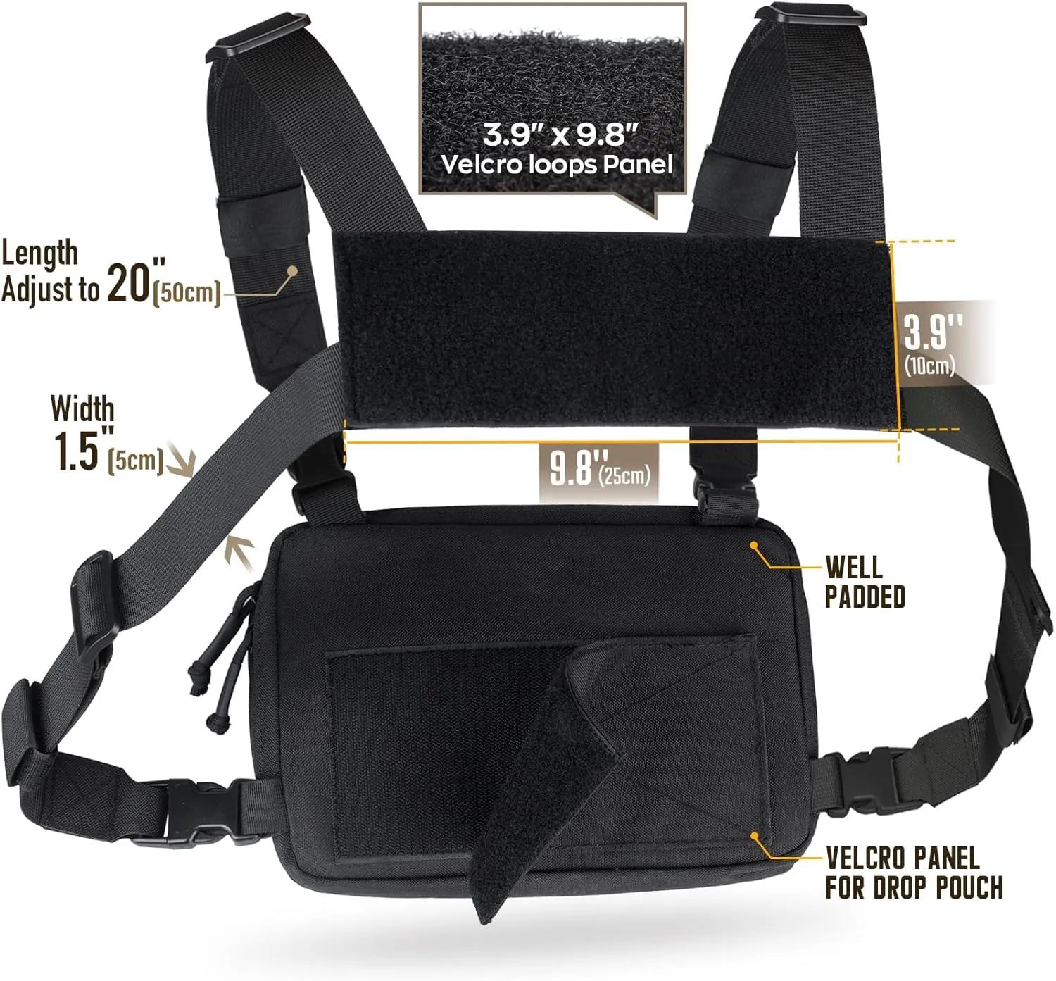 WYNEX Tactical Chest Rig Bag of Laser Cut Design, Molle Chest Pouch Utility Recon Kit Bag Tactical Chest Pack Bag