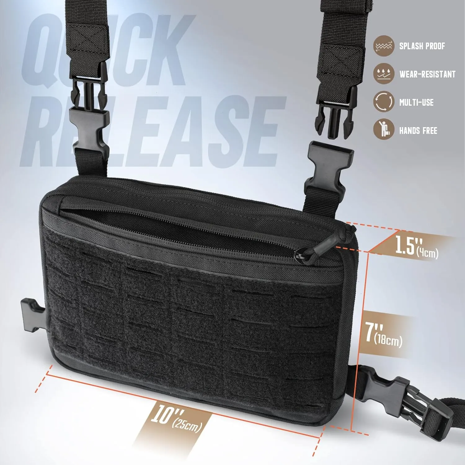 WYNEX Tactical Chest Rig Bag of Laser Cut Design, Molle Chest Pouch Utility Recon Kit Bag Tactical Chest Pack Bag