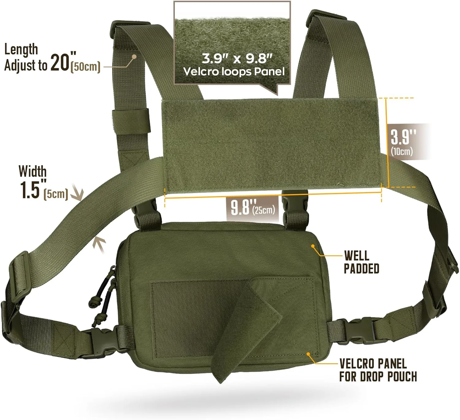 WYNEX Tactical Chest Rig Bag of Laser Cut Design, Molle Chest Pouch Utility Recon Kit Bag Tactical Chest Pack Bag