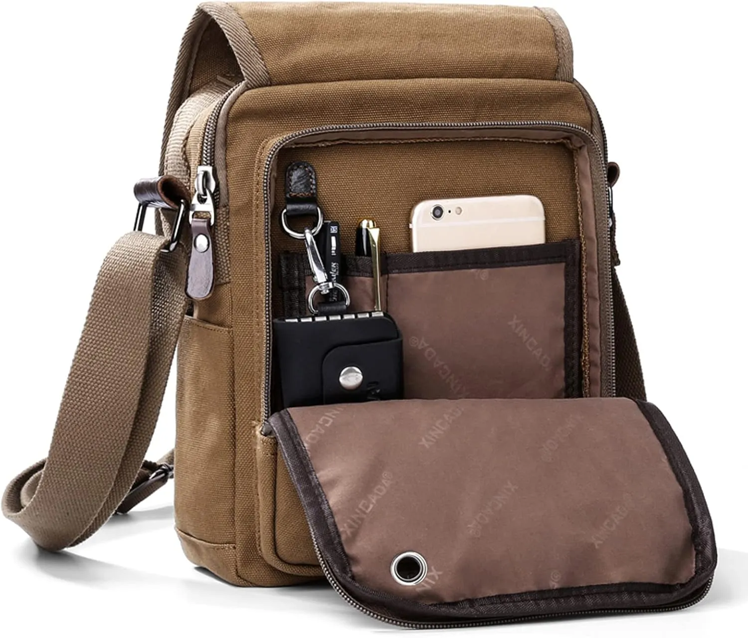 XINCADA Mens Bag Messenger Bag Canvas Shoulder Bags Travel Bag Man Purse Crossbody Bags for Work Business