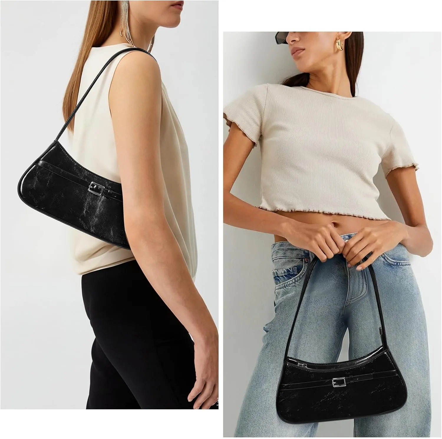 Y2k Shoulder Bag Red Purse For Women Small Vintage Handbag Burgundy Hobo Bags Faux Leather Trendy Underarm