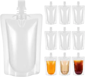 Yardwe 50PCS Drink Pouches Plastic Flask, 3.5oz/100ml Juice Pouches for Adults, Reusable Drink Bags for Outdoor Travel