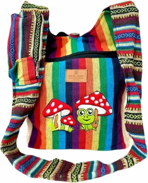 Zillion Craft corssbody bag for men & women.Hemp and Gheri fabric hand embroidery messenger bag. Stylish Hobo bag for college, shopping travelling.