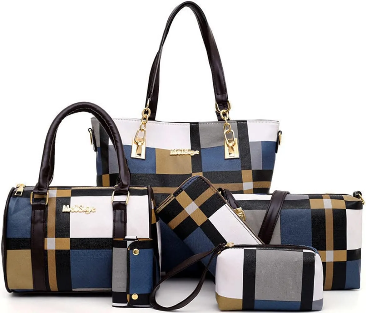 ZiMing 6-Pcs Women's Handbag Set: Shoulder, Tote, Satchel, Crossbody, Top-Handle, Boston & Messenger Bags