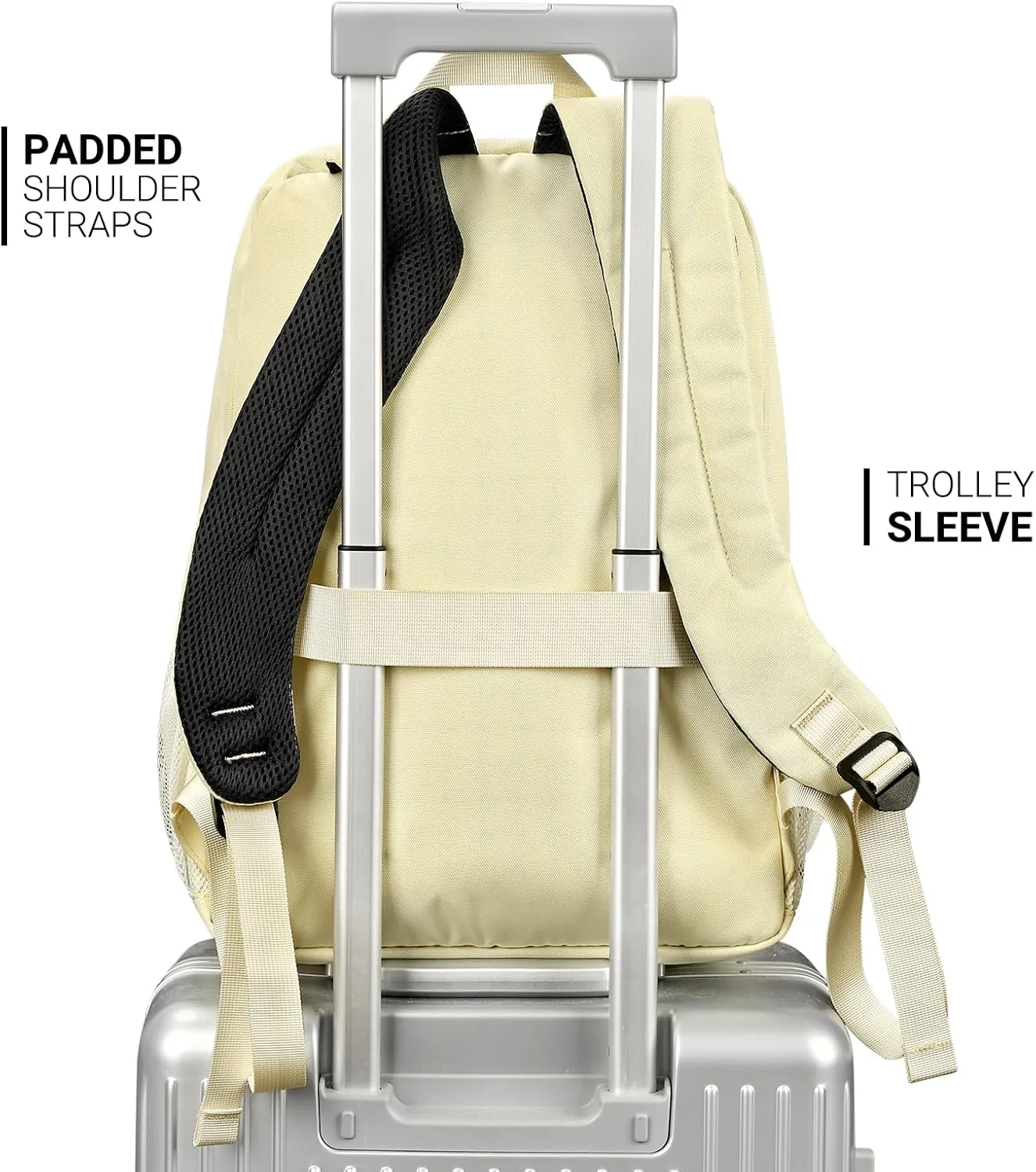 ZORFIN 26L Backpack for School, College, and Travel: Water Resistant Bookbag with 8 Compartments - Beige