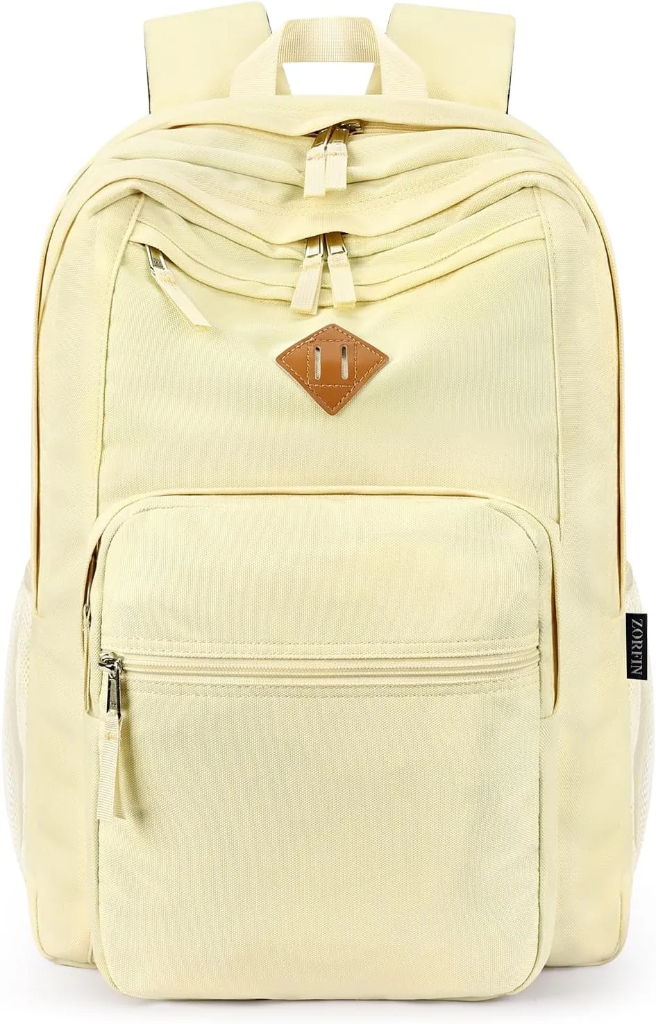 ZORFIN 26L Backpack for School, College, and Travel: Water Resistant Bookbag with 8 Compartments - Beige