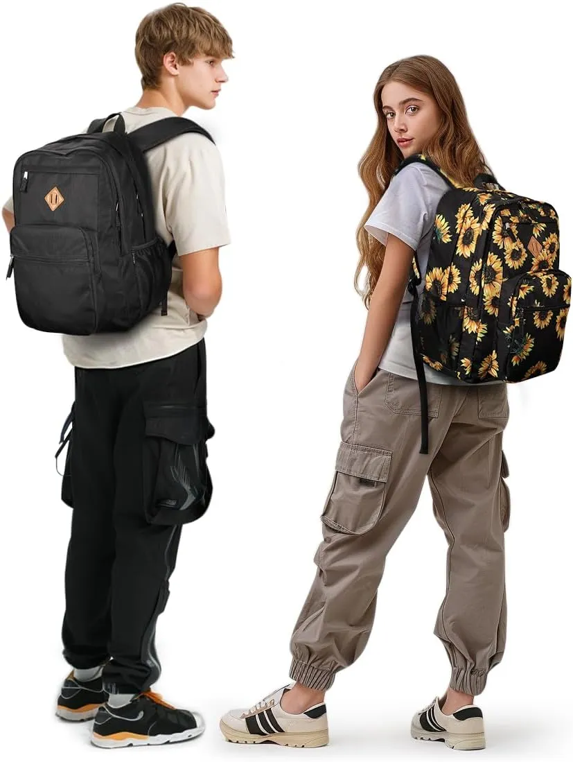 ZORFIN 26L Backpack for School, College, and Travel: Water Resistant Bookbag with 8 Compartments - Beige